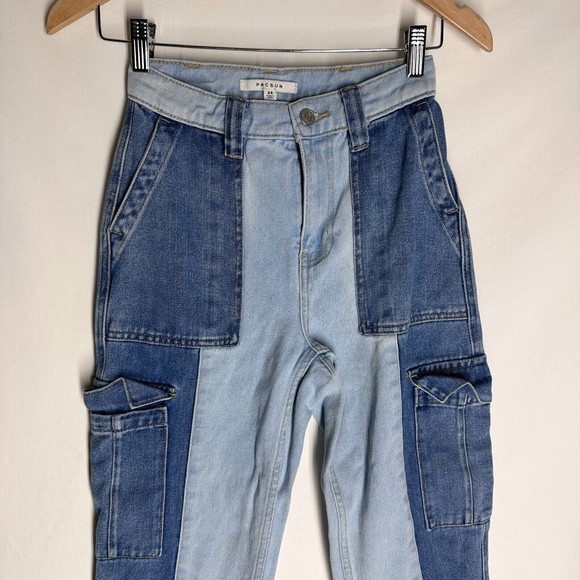 PacSun Womens Two-Tone '90s Boyfriend Carpenter Jeans Size 24 - Picture 3 of 9